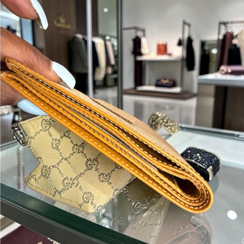 VINTAGE Gucci GG Canvas Bifold Wallet Tan Leather ( 90’s) - Picture 4 of 11